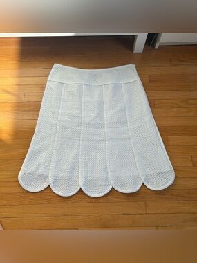 Y2K White Midi Scalloped Skirt 100% cotton